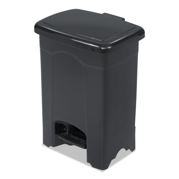 Safco 4 gal Rectangular Step-On Can, Black, Top Door, Plastic, 12.25 in 9710BL - main